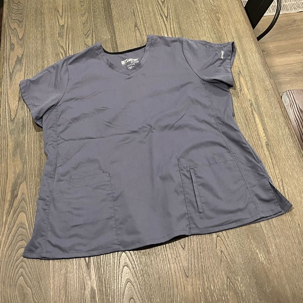 Greys Anatomy Gray V-Neck Short Sleeve Scrub Top Size 3X